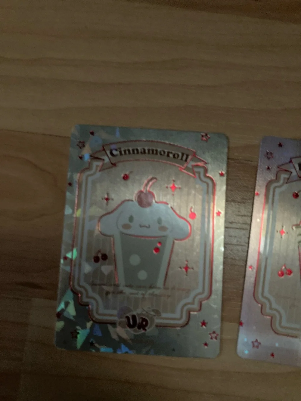 SET ultra rare Hello Kitty Pink and Red Cherry Bubble Tea Holographic Card